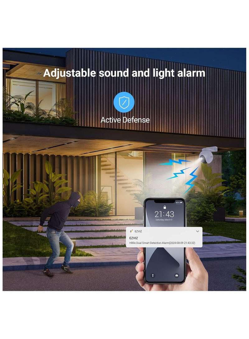EZVIZ - EZVIZ H80x Dual 4K Pan & Tilt Wi-Fi Camera, Dual Lenses, Colorful Night Vision, 360° Panoramic View, Auto-Zoom Tracking, Siren & Strobe Light, Two-Way Talk | CS-H80x-R100-8G82WKFL - Image 1