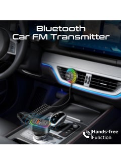 PROMATE Wireless Radio Car Adapter with AC Vent & Dashboard Compatible 1.5m built-in Controller, Bluetooth V5.3, PD30W USB-C, QC3.0 Fast Port, Hands-Free Calling, Dynamic RGB Lights, SmarTune-EXT Black  - Image 2