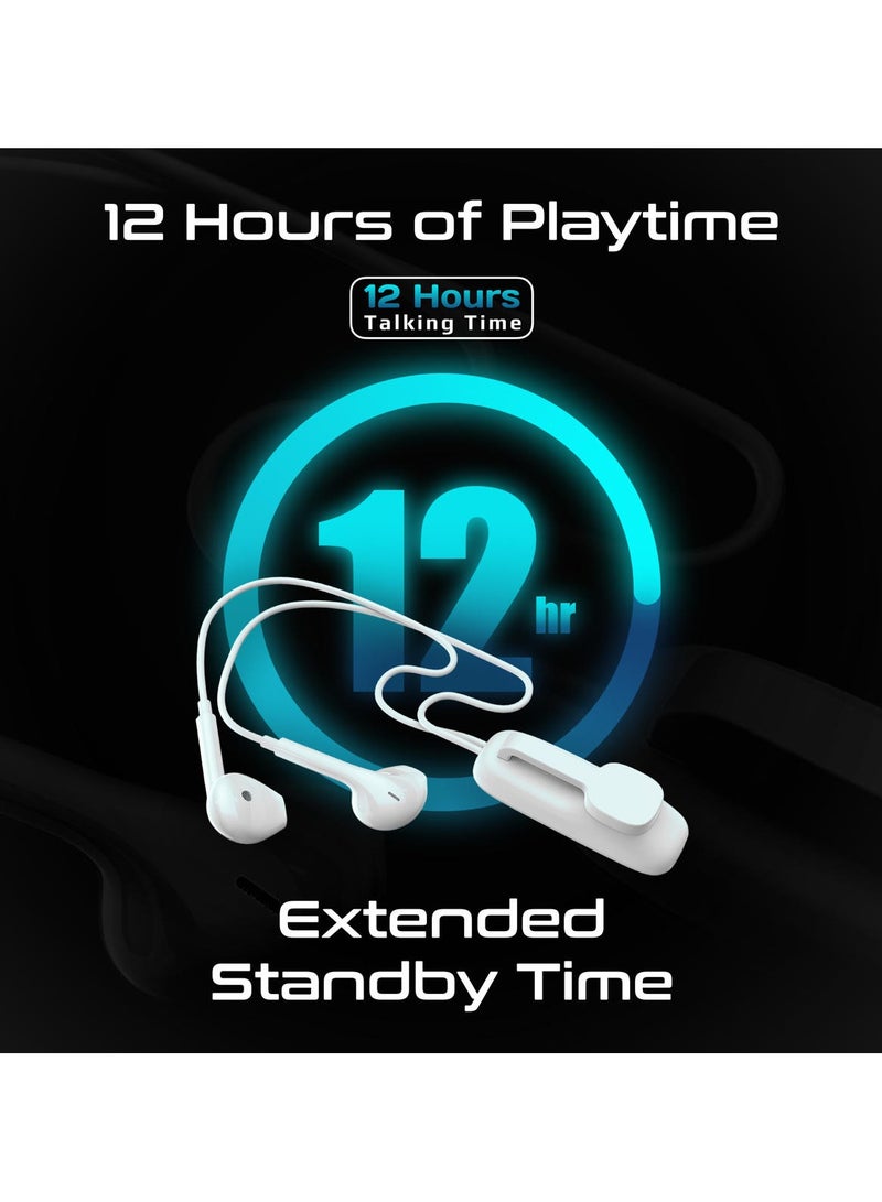 PROMATE Premium Bluetooth V5.3 Earphones with Magnetic Clip, Ergonomic In-Ear Design, 12-Hour Battery Life, Offering Crystal-Clear Calls, Intuitive Controls, Superior Audio, Versatile White - Image 4