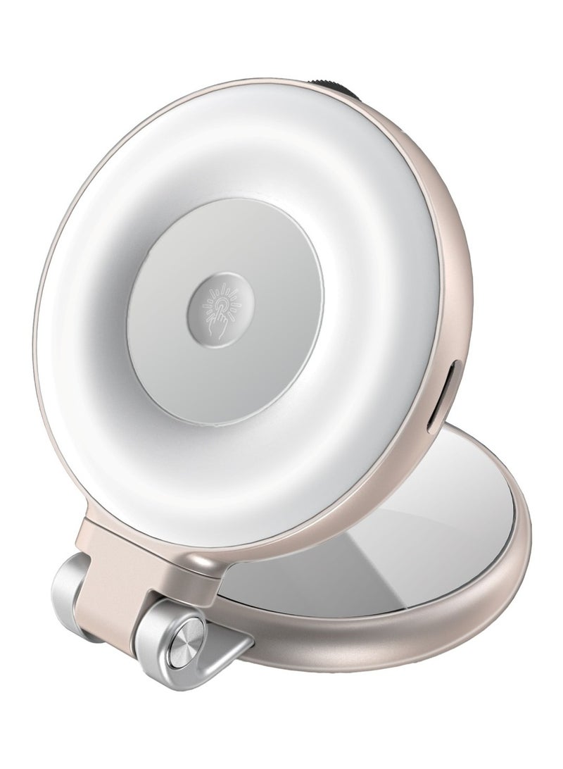 PROMATE Portable MagSafe-Compatible Selfie Light with High-Capacity Rechargeable Battery, Triple LED Modes, Built-In Mirror, 180° Flip,360° Rotation, Extendable Arm, Wide Compatibility, MagHalo-Pro Rose Gold  - Image 1