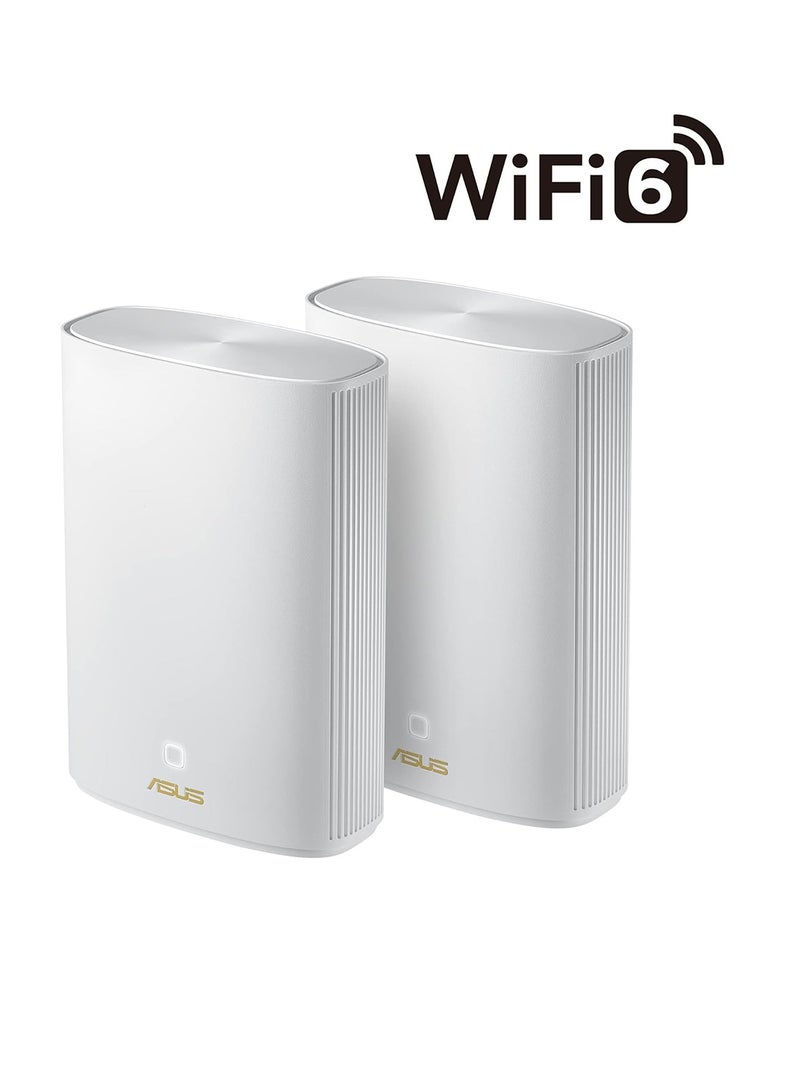 ASUS - ZenWiFi XP4 AX1800 + AV1300 WiFi 6 & Powerline Hybrid Mesh Router (2 pack), Coverage up to 5500 sq ft, Subscription-free Network Security, Built-in Parental Controls, Instant Guard, VPN White - Image 1