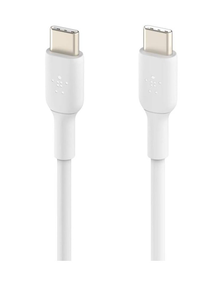 belkin BoostCharge braided USB C to fast charger cable, USB type C charger cable fast charging for iPhone 16, 15, Samsung Galaxy S24, S23, Pixel, iPad, MacBook, Nintendo and more - 1m, Pack of 2, White - Image 1