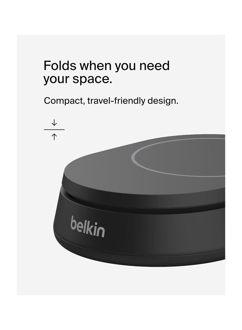 belkin BoostCharge Pro 15W convertible magnetic wireless charging stand, MagSafe compatible fast Qi2 wireless charger, magnetic fast charger for iPhone 16/15/14/13, AirPods Pro, 20W plug incl. - Black  - Image 5