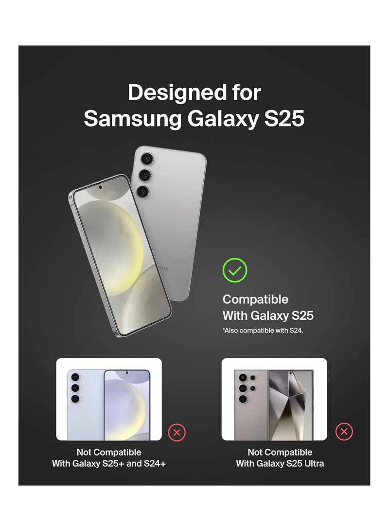 belkin ScreenForce InvisiGlass Treated Screen Protector for Samsung Galaxy S25, S24, Scratch-Resistant Impact Protection w/Included Easy Align Tray for Bubble-Free Application - Recycled Glass Clear - Image 2