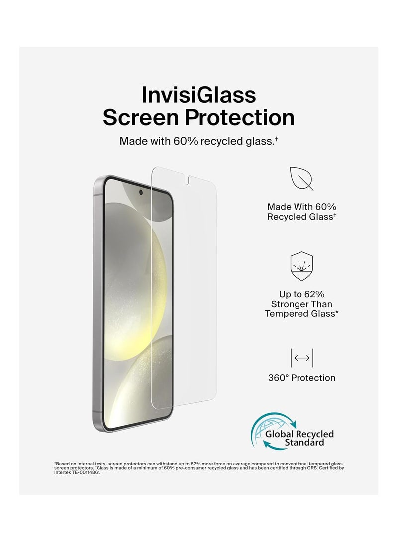 belkin ScreenForce InvisiGlass Treated Screen Protector for Samsung Galaxy S25, S24, Scratch-Resistant Impact Protection w/Included Easy Align Tray for Bubble-Free Application - Recycled Glass Clear - Image 3