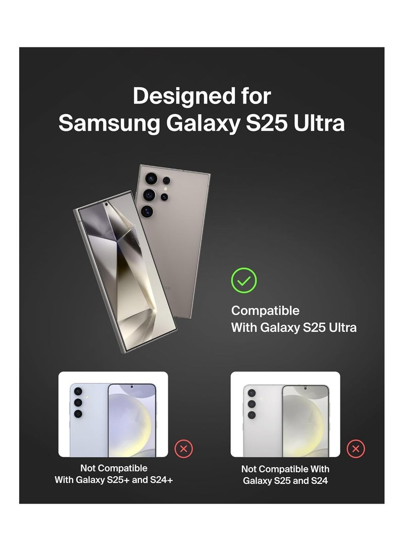 belkin ScreenForce InvisiGlass Treated Screen Protector for Samsung Galaxy S25 Ultra, Scratch-Resistant Impact Protection w/Included Easy Align Tray for Bubble-Free Application - Recycled Glass - Clear - Image 2
