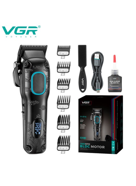 V-016 BLDC Motor 7000RPM Barber Rechargeable Professional Hair Clipper for Men Black