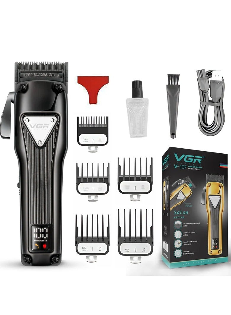 VGR V-137 Professional Cord/Cordless Hair Clipper for Men's Black - Image 1