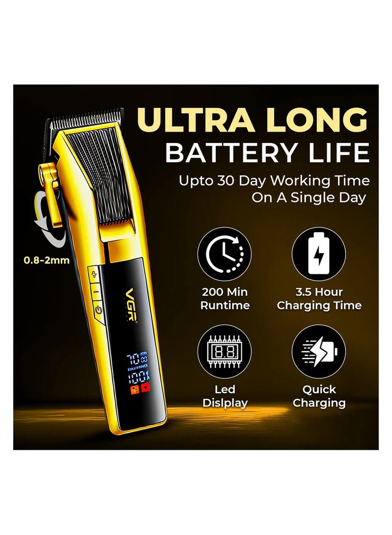 VGR V-177 Professional Cord/Cordless Hair Clipper for Men's Gold - Image 5