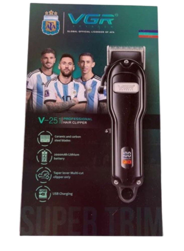 VGR V-251 Barber Hair Cut Machine Electric Rechargeable Cordless Professional Hair Clipper trimmer shaver For Men Black - Image 3