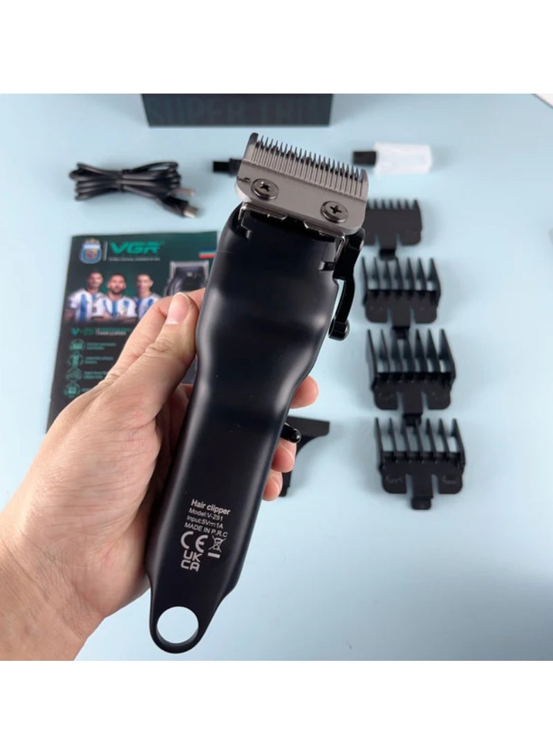 VGR V-251 Barber Hair Cut Machine Electric Rechargeable Cordless Professional Hair Clipper trimmer shaver For Men Black - Image 2