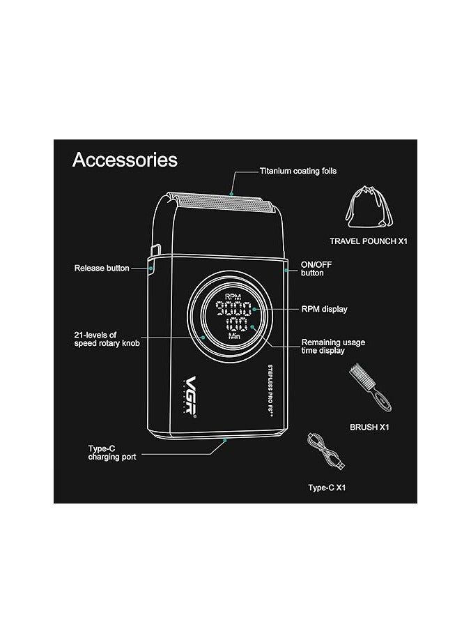 VGR V-377 Professional Shaver For Men Black - Image 4