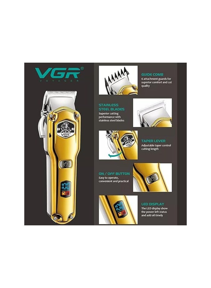 VGR Digital Rechargeable Wet and Dry Hair Shaver For Men V-693 Gold - Image 3