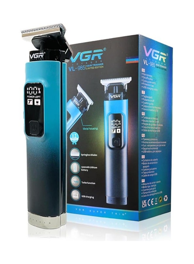 في جي آر V-985 Professional Hair Clipper, Salon Trimmer with Turbo Mode, Digital Display, Springless Blades Multicolor  - Image 1