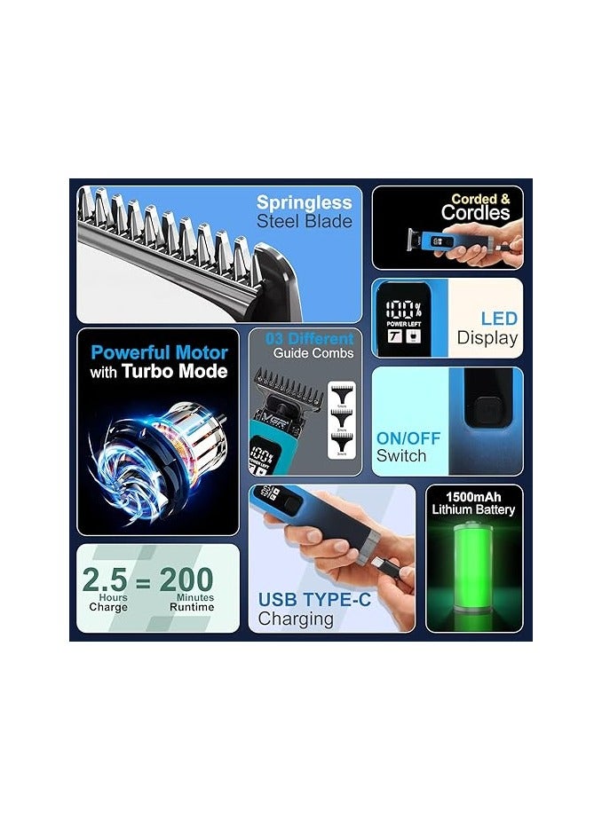 في جي آر V-985 Professional Hair Clipper, Salon Trimmer with Turbo Mode, Digital Display, Springless Blades Multicolor  - Image 2
