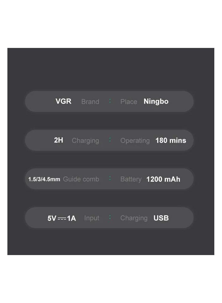 VGR V-989 Hair Trimmer For Men Black - Image 5