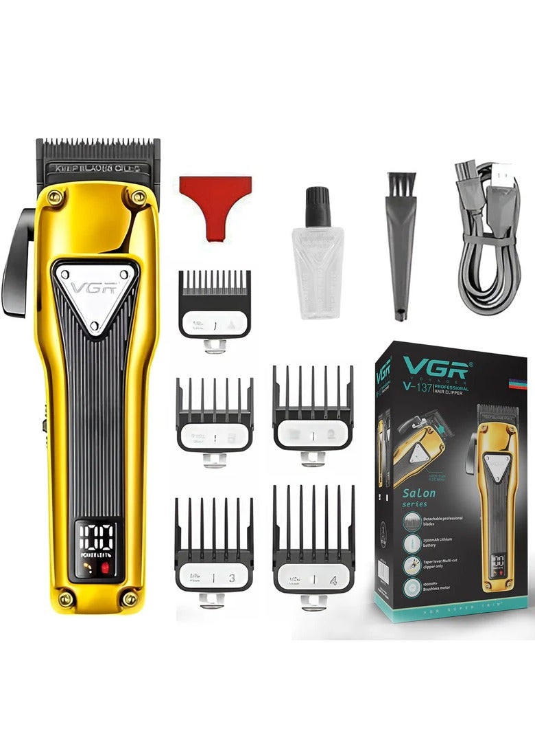 VGR V-137 Professional Cord/Cordless Hair Clipper for Men's Gold - Image 1