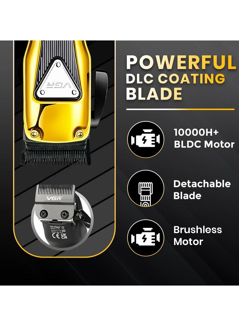 VGR V-137 Professional Cord/Cordless Hair Clipper for Men's Gold - Image 4