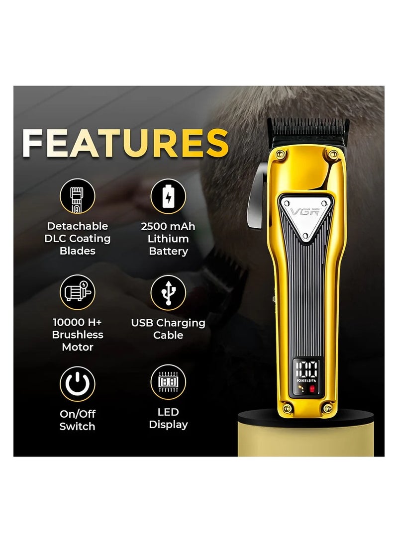 VGR V-137 Professional Cord/Cordless Hair Clipper for Men's Gold - Image 2