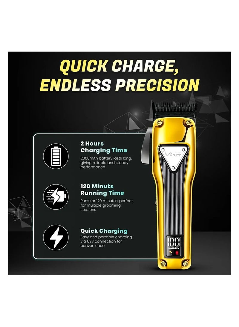 VGR V-137 Professional Cord/Cordless Hair Clipper for Men's Gold - Image 5