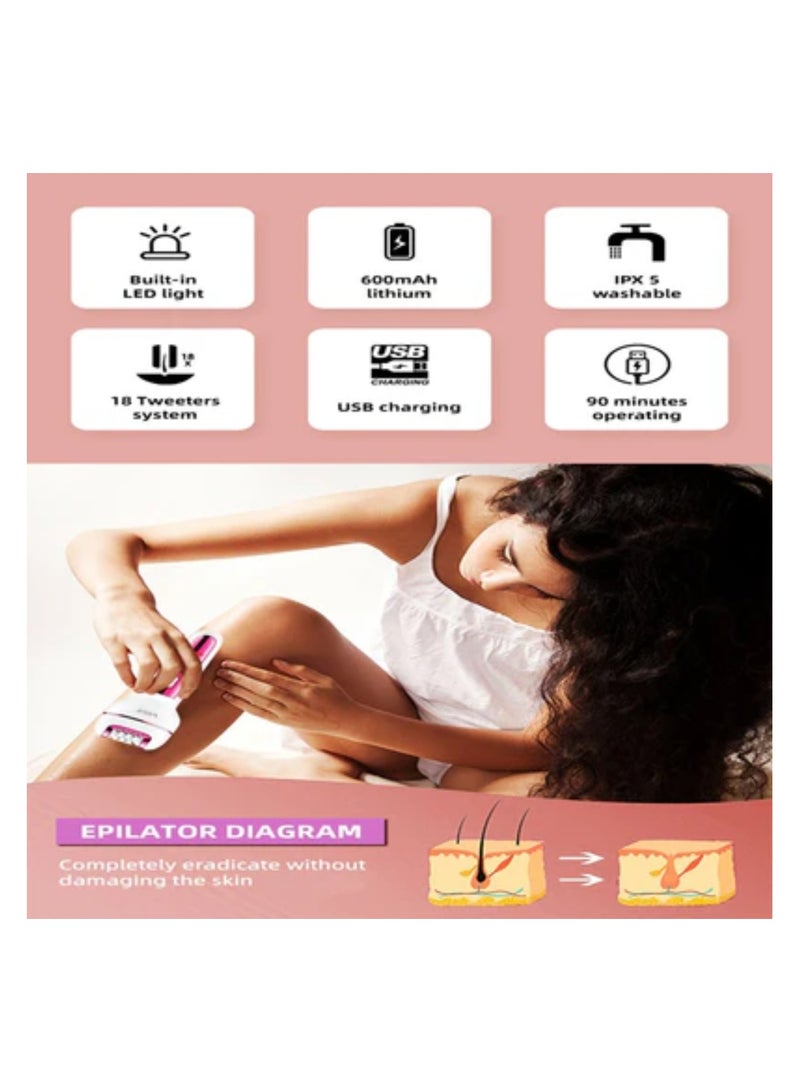 V-732 Multi-Functional 3-In-1 Professional Electric Rechargeable Ladies Epilator Multicolor