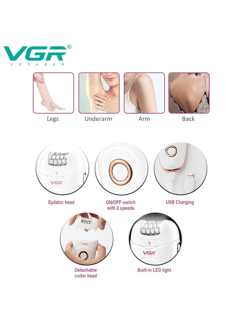 VGR V-739 Electric Epilator For Women White - Image 2