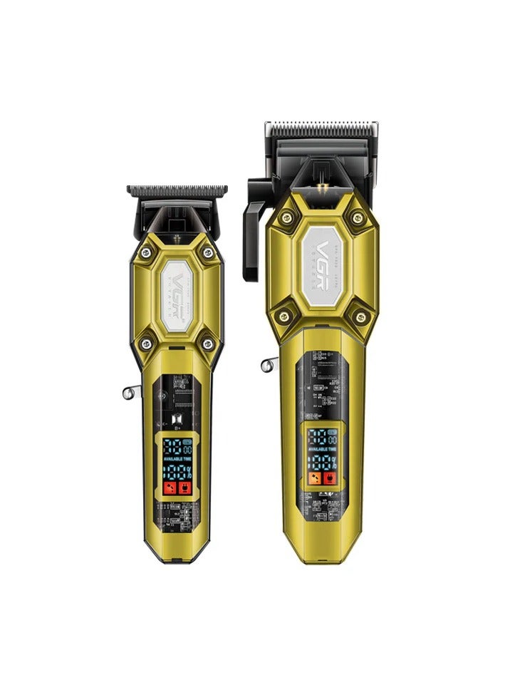 VGR V-600 & V-900-Gold Professional Hair Clipper & Trimmer Set Gold