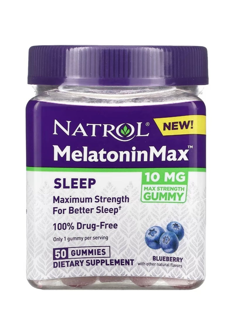 Natrol MelatoninMax Sleep Blueberry 10 Mg, 50 Gummies - Image 1