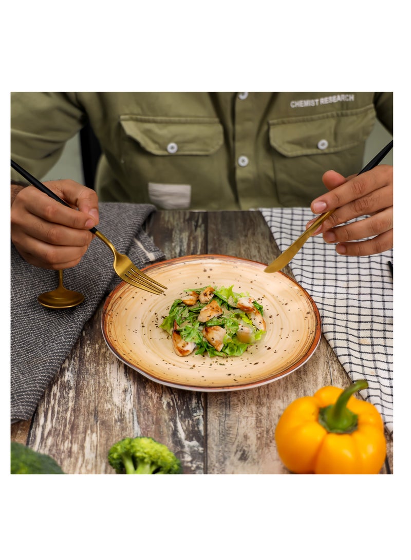 رويال فورد Royalford 9.0" Fine Stone Melamineware Flat Plate- RF12378/ Elegant Color, Perfect for Entrees, Pasta, Salads, Desserts, Sandwiches, Steaks, Main Course Meals/ Lightweight Flatware, Serveware Multicolor - Image 5