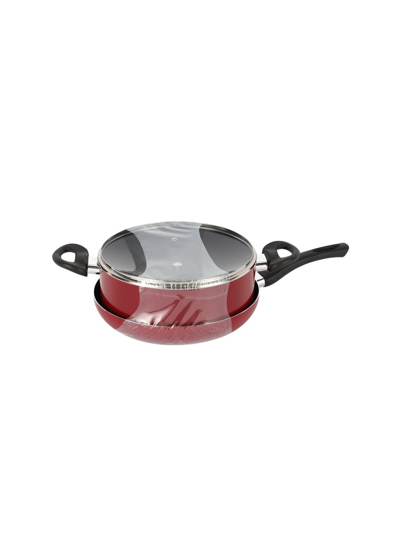 Royalford 3 Piece Nonstick Cookware Set- RF12597/ Strong Aluminum Body with Non-Stick Coating Interior and Bakelite Handle/ Includes a Casserole with Tempered Glass Lid and a Frypan Multicolor - Image 3
