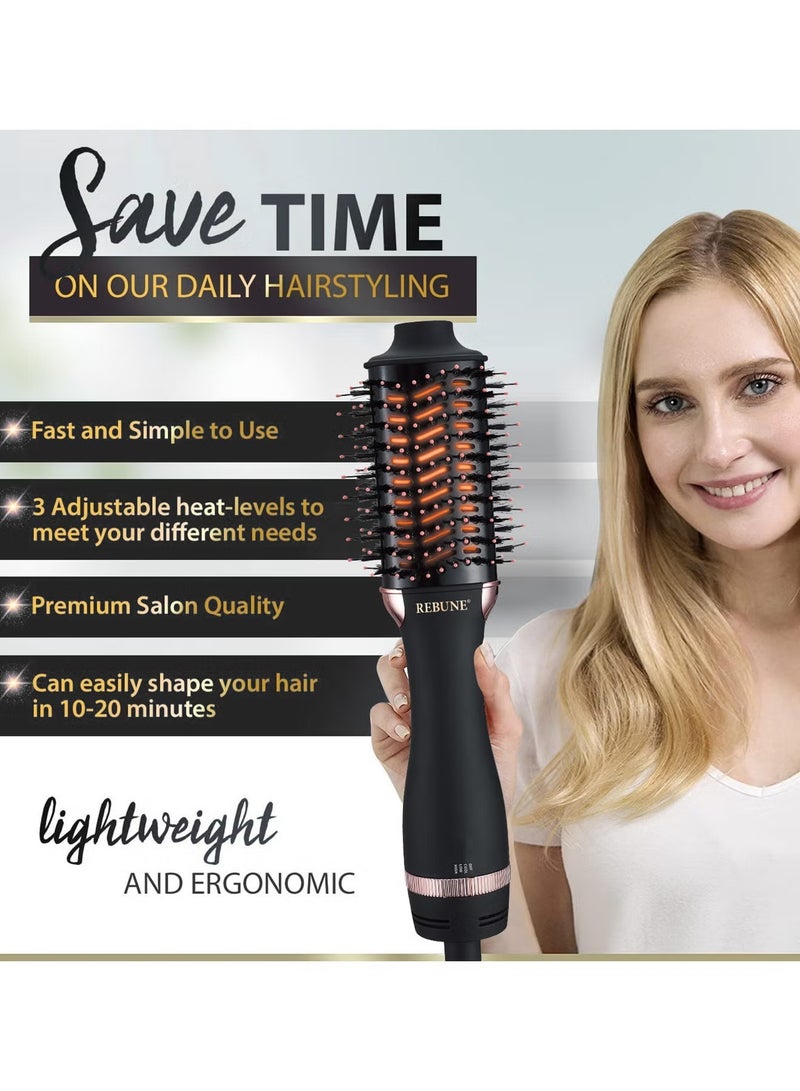 ريبون Original 1300W Hair Dryer Brush Ceramic Tourmaline Ionic One Step Hot Air Brush  - Image 5