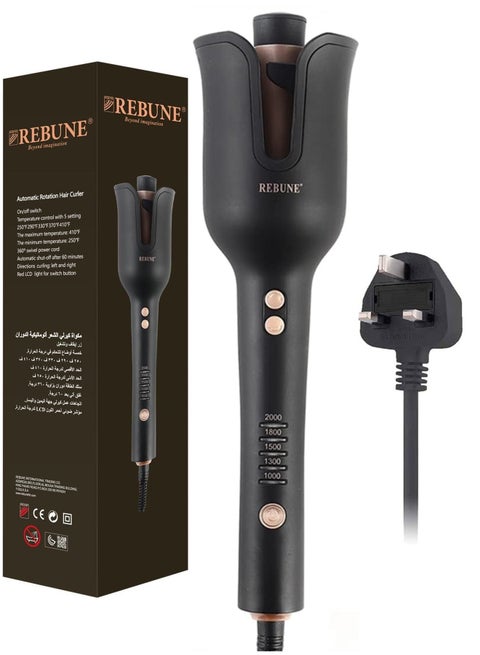 Automatic Rotation Hair Styler Auto Hair Curling Iron Wand with 5 Adjustable Temp LCD Anti-Tangle & Anti-Scald Fast Heating for Hair Styling