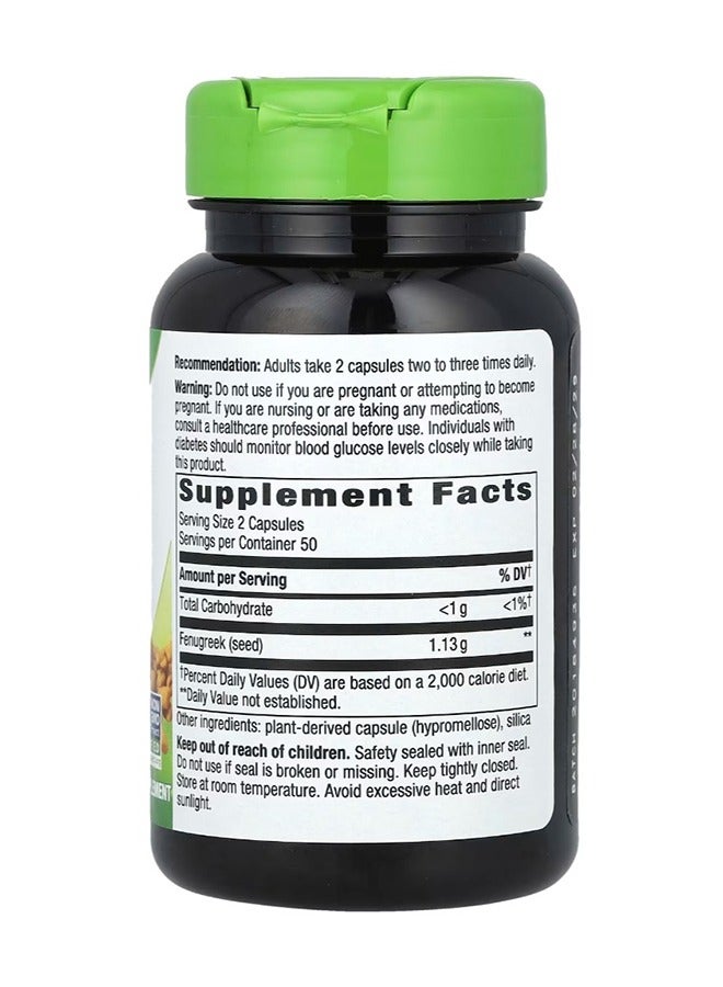 Nature's Way Fenugreek Seed 1130 Mg 100 Vegan Capsules, 565 Mg Per Capsule - Image 2