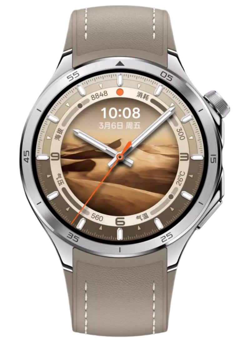 OPPO 648 mAh OPPO Watch X2 Full Smart Flagship Smartwatch | 1.5" AMOLED Display | Titanium Alloy Case | 631mAh Battery | ECG, Blood Oxygen, and Blood Pressure Monitoring | Dual-Frequency GPS | eSIM Support | Desert Silver Moon Chinese Version Desert Silver Moon  - Image 1