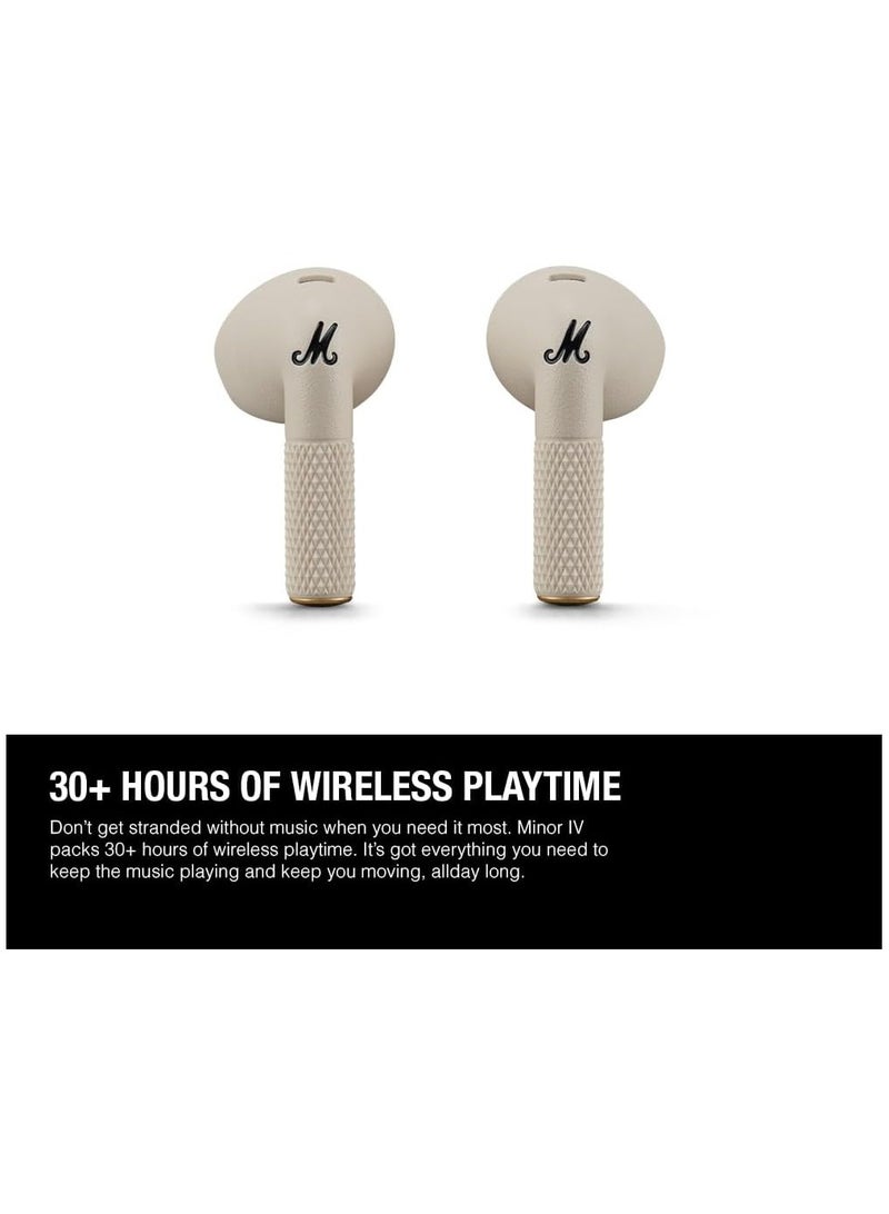 Minor IV Bluetooth Earphones - Water Resistant Earphones Bluetooth Wireless Earbuds With 30+ Hours Playtime - Cream