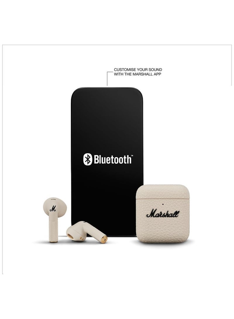 Minor IV Bluetooth Earphones - Water Resistant Earphones Bluetooth Wireless Earbuds With 30+ Hours Playtime - Cream