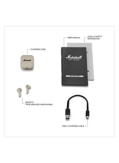 Marshall Minor IV Bluetooth Earphones - Water Resistant Earphones Bluetooth Wireless Earbuds With 30+ Hours Playtime - Cream  - Image 5