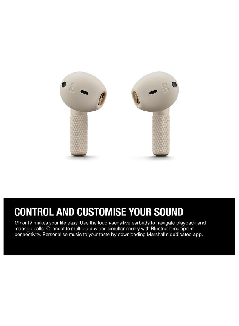 Minor IV Bluetooth Earphones - Water Resistant Earphones Bluetooth Wireless Earbuds With 30+ Hours Playtime - Cream