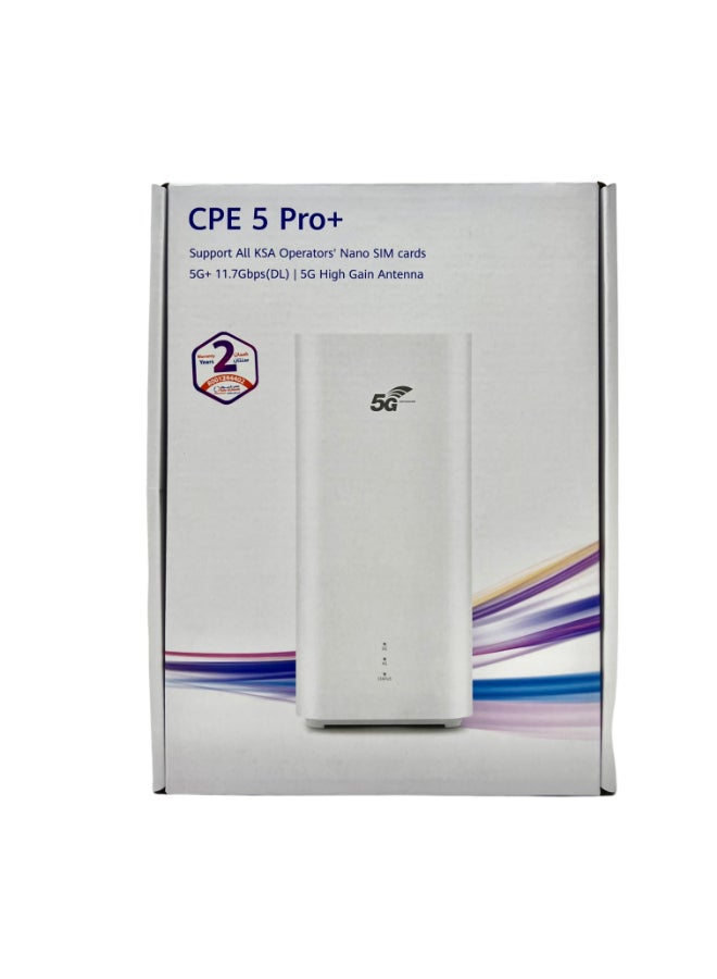 زوي للتكنولوجيا - CPE 5 Pro+ 5G Router, WiFi 7 Upto 3600 Mbps - H165-383 | White - Image 1