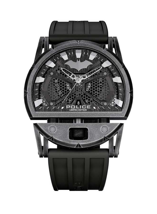 بوليس Men's Dark Side Limited Edition Batman Watch, 46mm Stainless Steel Case & Black Silicone Strap  - Image 1