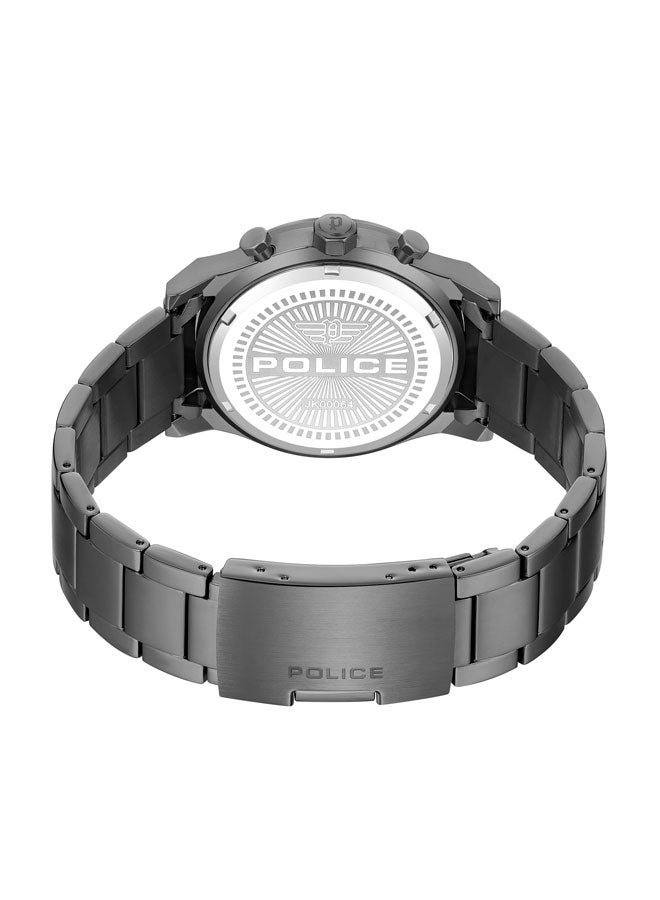 POLICE Men's Knotty 42mm Multi-Function Watch with Stainless Steel Bracelet, Ion-Plated Gun Dial & Gold-Plated Indexes  - Image 3