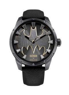 POLICE Men's Batman 45mm Analog Watch with Antique Ion-Plated Gun Dial, Batman Logo & Genuine Leather Strap  - Image 1