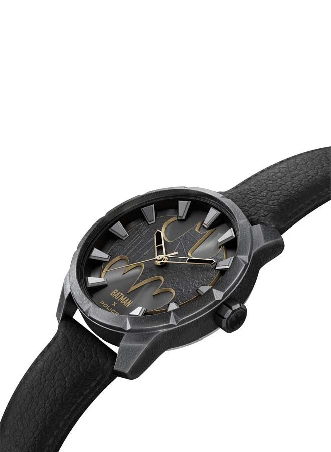 POLICE Men's Batman 45mm Analog Watch with Antique Ion-Plated Gun Dial, Batman Logo & Genuine Leather Strap - Image 2