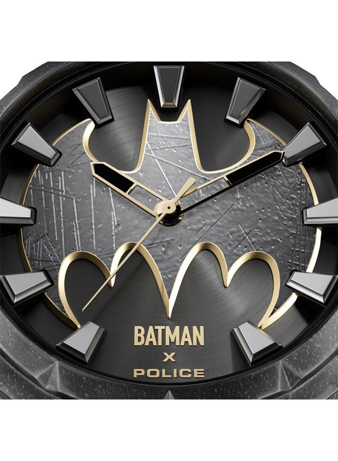 POLICE Men's Batman 45mm Analog Watch with Antique Ion-Plated Gun Dial, Batman Logo & Genuine Leather Strap - Image 4