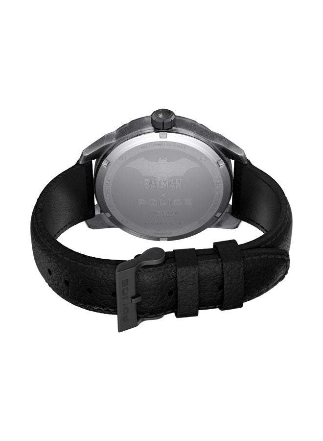 POLICE Men's Batman 45mm Analog Watch with Antique Ion-Plated Gun Dial, Batman Logo & Genuine Leather Strap - Image 3