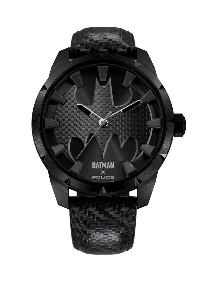 POLICE Men's The Bat Men's 45mm Watch with Brushed Black Carbon Fiber Dial, Polished Gun Diamond Cut Edge, Genuine Leather Strap  - Image 1