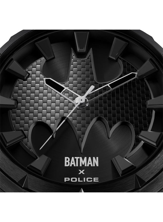 POLICE Men's The Bat Men's 45mm Watch with Brushed Black Carbon Fiber Dial, Polished Gun Diamond Cut Edge, Genuine Leather Strap  - Image 3