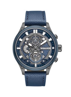 POLICE Men's Wadden 45mm Chronograph Watch with Blue Leather Strap, Quartz Movement, Screw-Detailed Dial  - Image 1