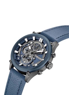 POLICE Men's Wadden 45mm Chronograph Watch with Blue Leather Strap, Quartz Movement, Screw-Detailed Dial  - Image 2