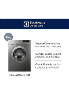 Electrolux 7KG BLDC Inverter Motor Washing Machine, 1200RPM, 15 Programs, Fully Automatic Freestanding Washer, 5 Star Energy Efficiency, LED Indicator, Hygiene Care & Tub Clean EWF7028M6GA Dark Grey  - Image 2
